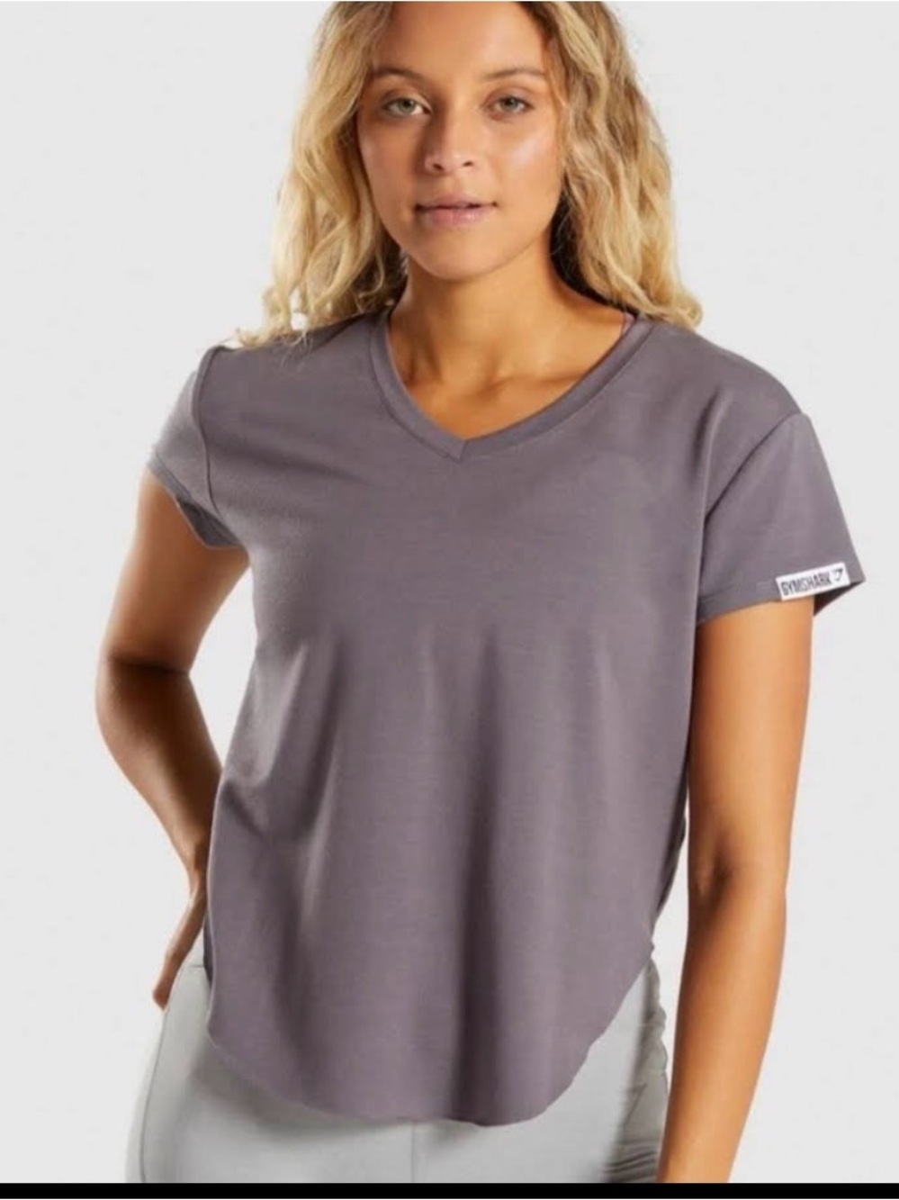 Gymshark Slounge Clinched Waist Tee Purple Mauve High Low Top XL